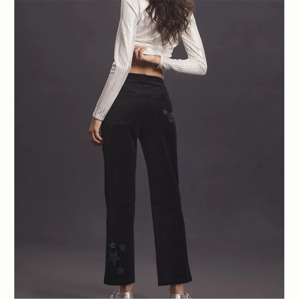 Anthropologie x Pilcro The Wanderer Star Embellished Velvet Pants Size 27 NWT - Picture 3 of 14